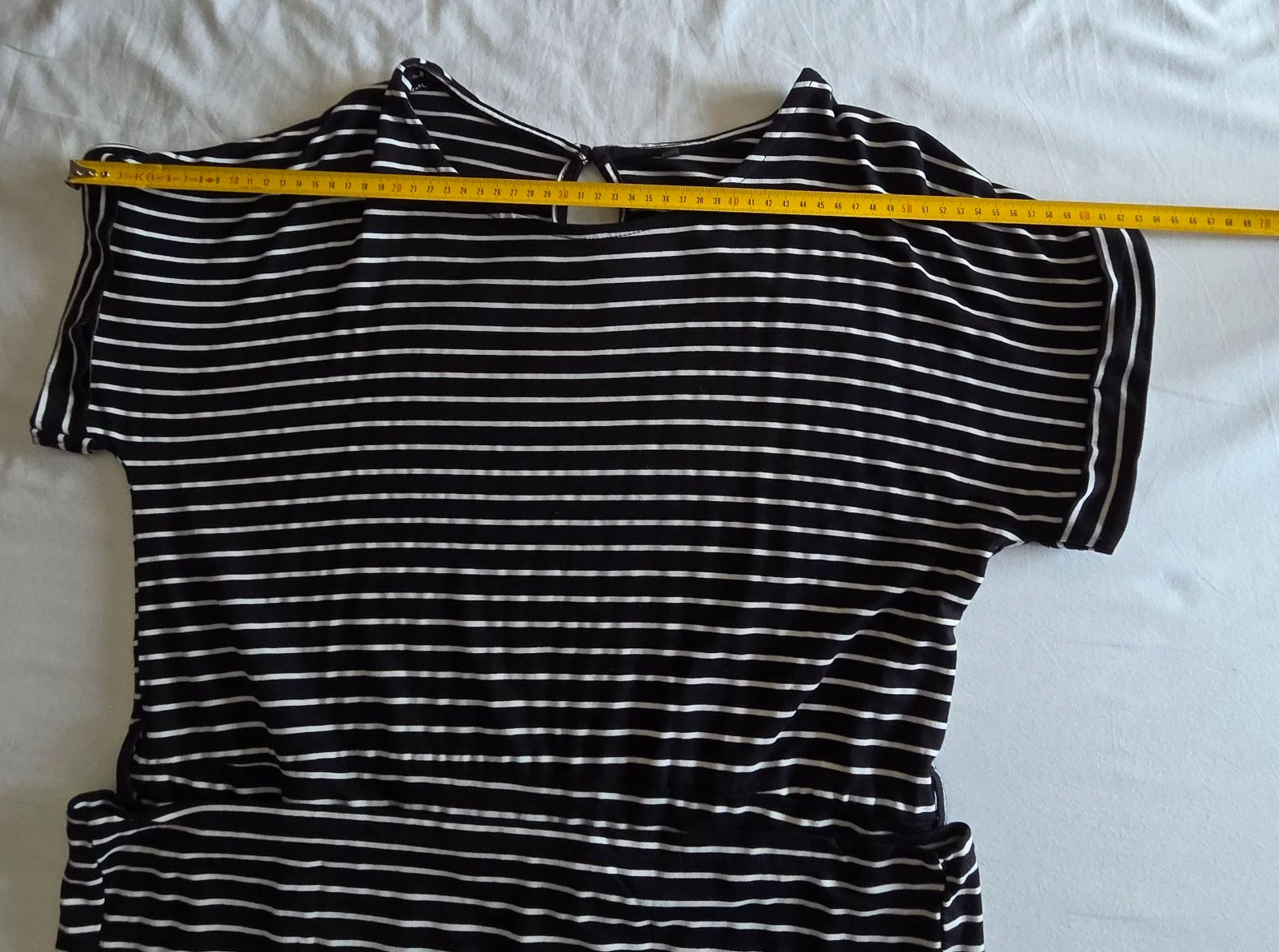Vestido marinero negro y blanco L 40 vestido corto fluido a rayas – photo 7
